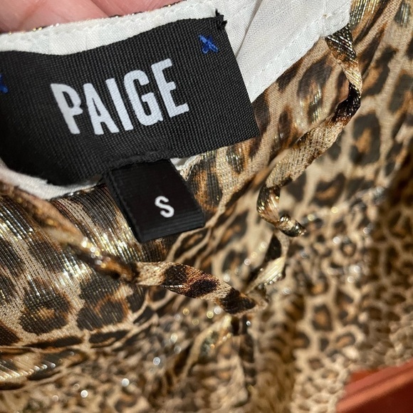 Leopard Print Metallic Bronze Dress by PAIGE Noah Sweetheart Neck S Party Event - Picture 10 of 10